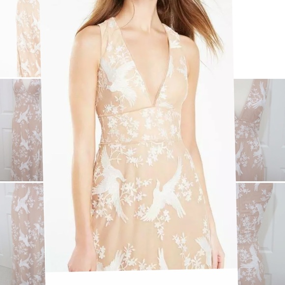 NWOT BCBGMaxazria Cecilia Dove embroidered gown - Picture 2 of 3